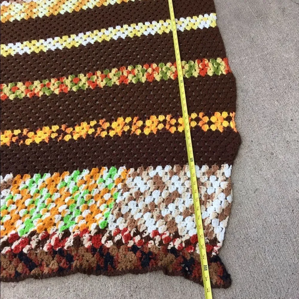 Granny Square Crochet Home Made Blanket 85” X 137”
